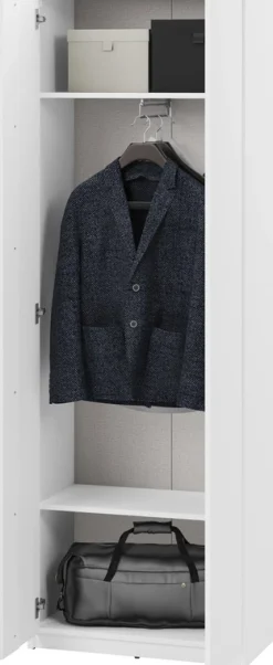 Garderoby|Szafy Dwudrzwiowe>lenart. Dwudrzwiowa biała szafa do przedpokoju 68 cm z półkami SIMPLY biały