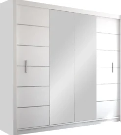Szafy Dwudrzwiowe|Szafy Do Salonu>Stolar Dwudrzwiowa biała szafa przesuwna z lustrem 203 cm LARYS biały