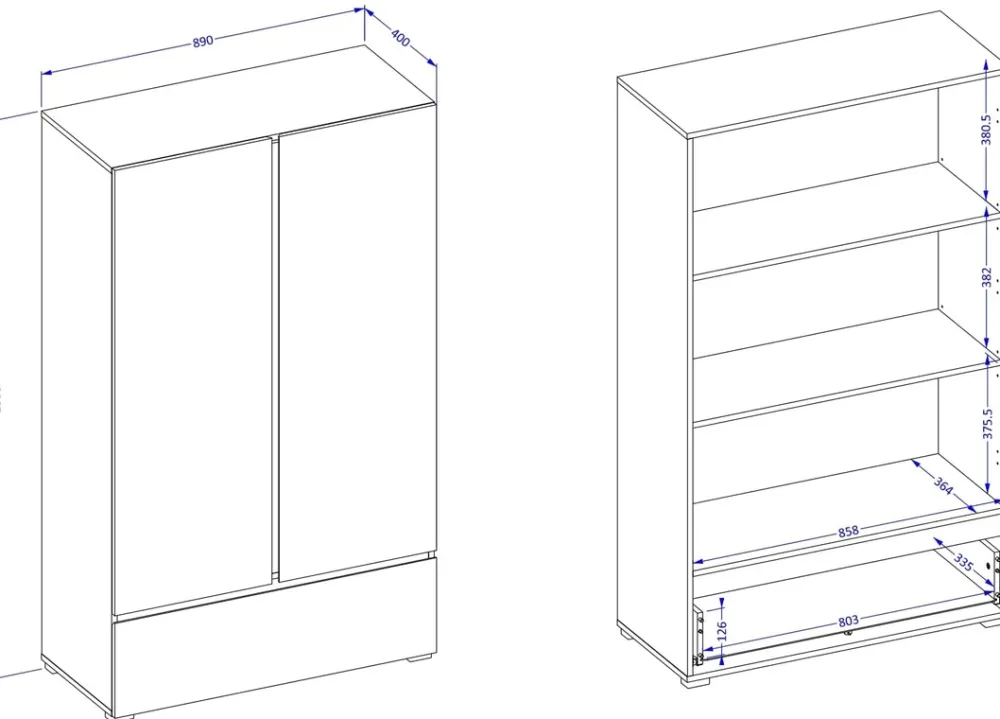 Meble Młodzieżowe|Zestawy Mebli Do Sypialni>Helvetia Dwudrzwiowa bieliźniarka z szufladą i półkami 90 cm CROSS dąb wotan