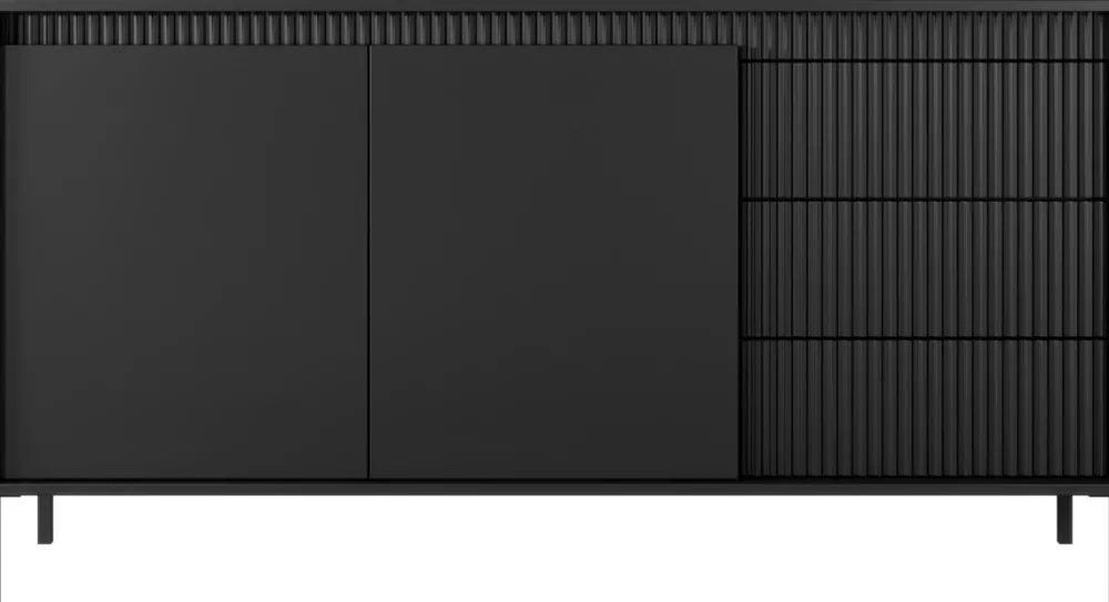 Komody|Zestawy Mebli Do Salonu>LASKI Dwudrzwiowa czarna komoda z szufladami 153,5 cm SAREVO czarny