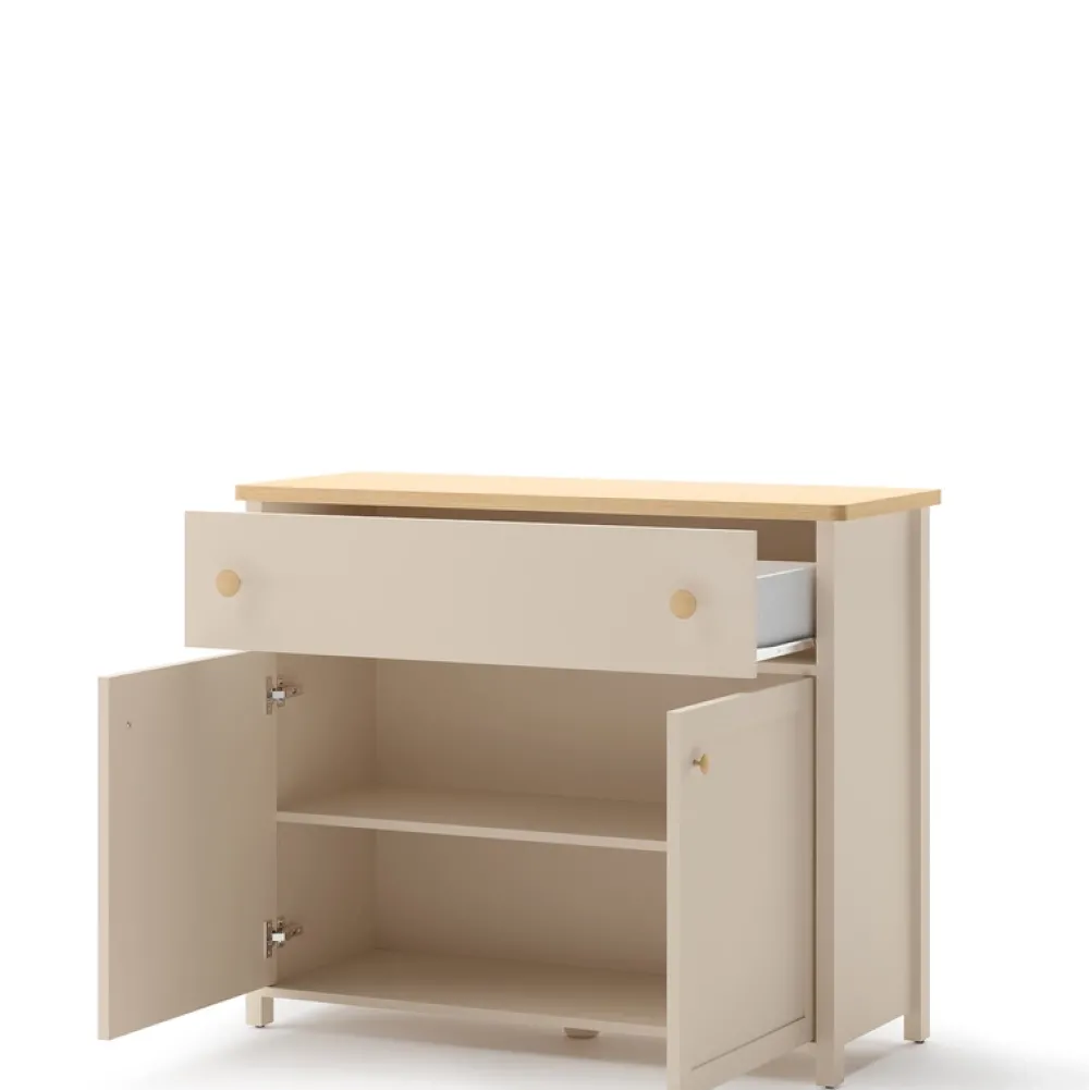 Meble Młodzieżowe|Zestawy Mebli Młodzieżowych>lenart. Dwudrzwiowa komoda 110 cm do pokoju młodzieżowego beż piaskowy STORY