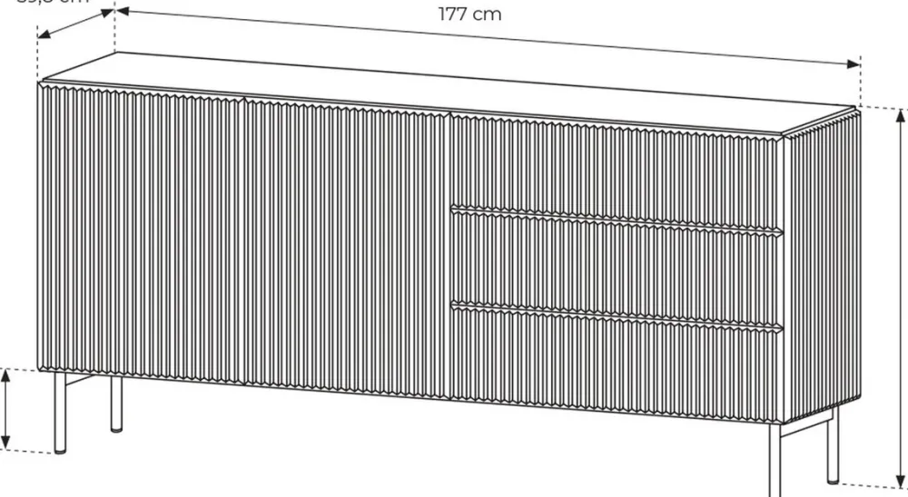 Zestawy Mebli Do Salonu|Komody>LASKI Dwudrzwiowa komoda 180 cm do salonu ryflowane fronty MEZZO kaszmir