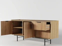 Zestawy Mebli Do Salonu|Komody>KAROL MEBLE Dwudrzwiowa komoda 150 cm do salonu z szufladami ELVIO hikora naturalna