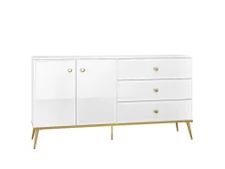 Zestawy Mebli Do Salonu|Komody>ML Meble Dwudrzwiowa komoda do salonu z szufladami GOLDIN biały połysk