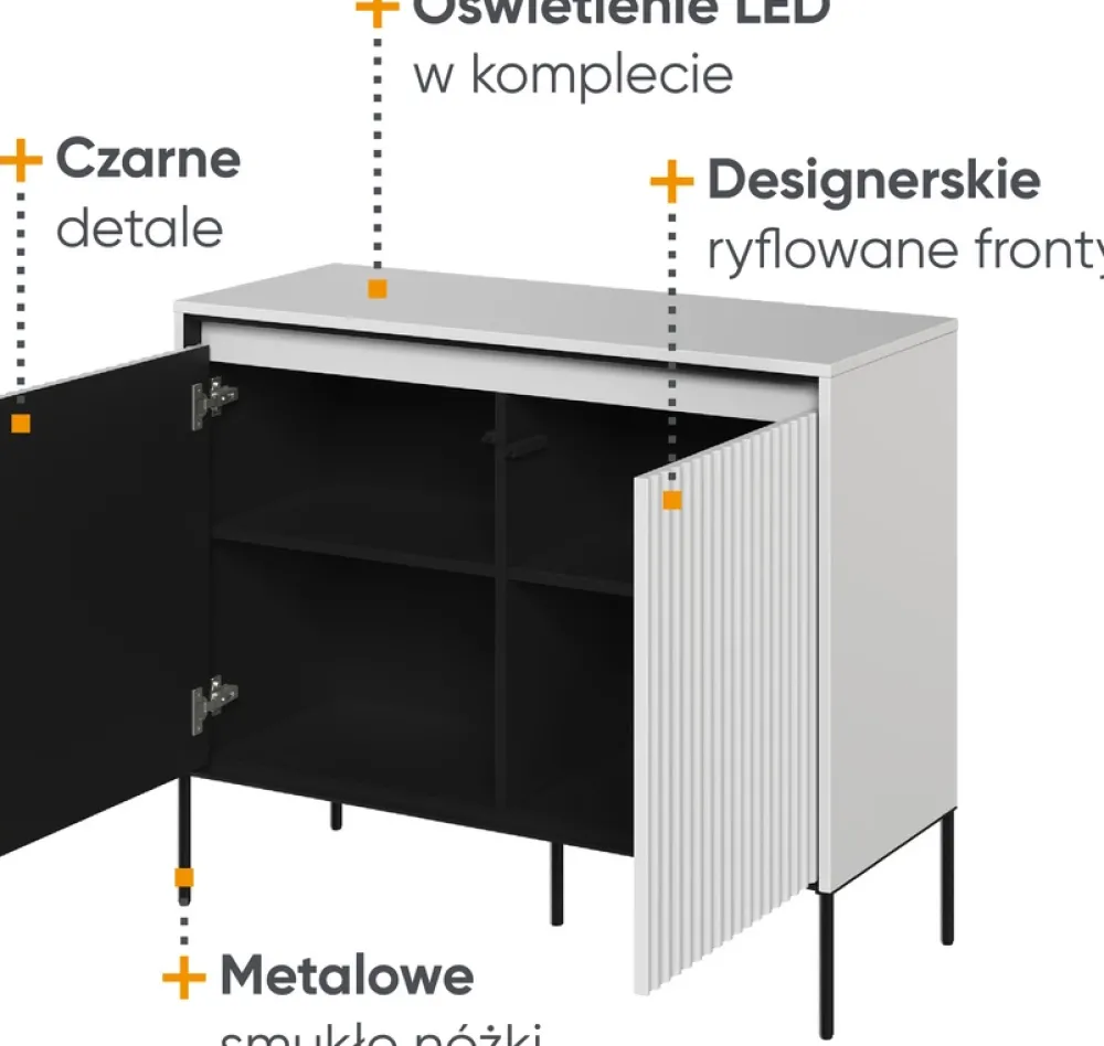 Komody>lenart. Dwudrzwiowa komoda nowoczesna z frezowanymi frontami do salonu TREND
