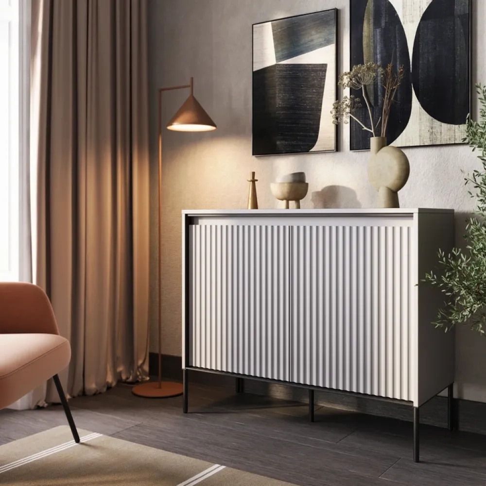 Komody>lenart. Dwudrzwiowa komoda nowoczesna z frezowanymi frontami do salonu TREND