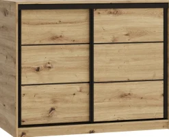 Komody>BROMARKT Dwudrzwiowa komoda przesuwna 120 cm z szufladami LOFT dąb artisan