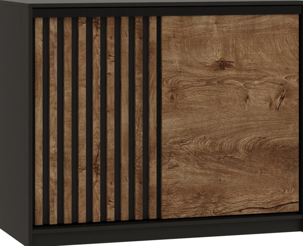 Komody>BROMARKT Dwudrzwiowa komoda przesuwna z lamelami i szufladami 120 cm LOFT