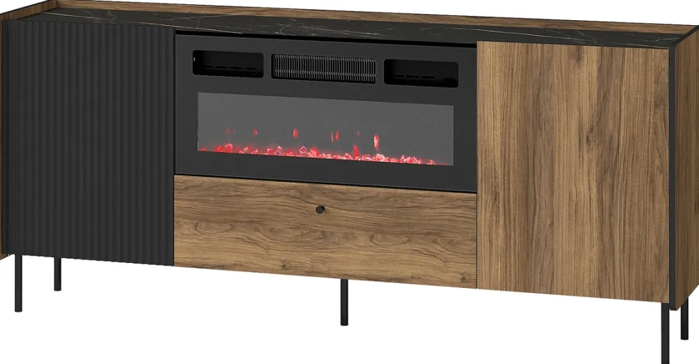 Komody>DOLMAR Dwudrzwiowa komoda z kominkiem 180 cm PINNACLE