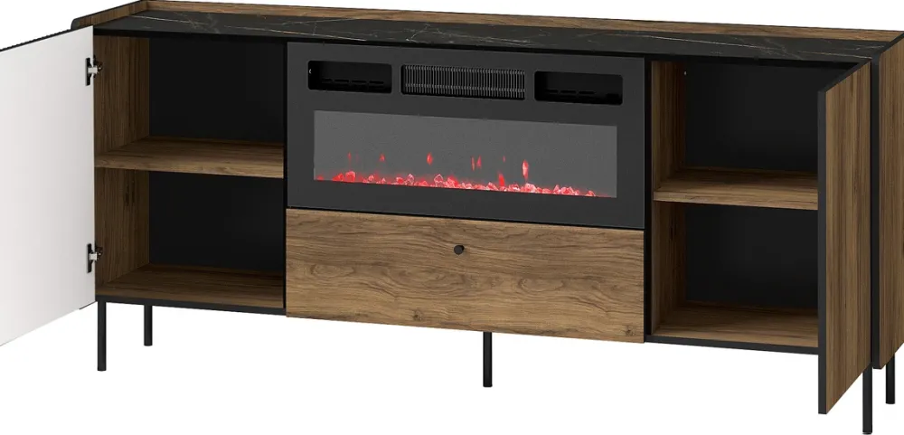 Komody>DOLMAR Dwudrzwiowa komoda z kominkiem 180 cm PINNACLE