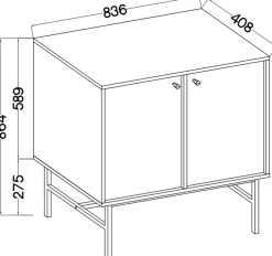 Komody></noscript>Lempert Dwudrzwiowa komoda z półkami do salonu 84 cm TOKEN eukaliptus