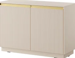 Komody>PIASKI Dwudrzwiowa komoda z ryflowanymi frontami 103 cm RAVO beż piaskowy