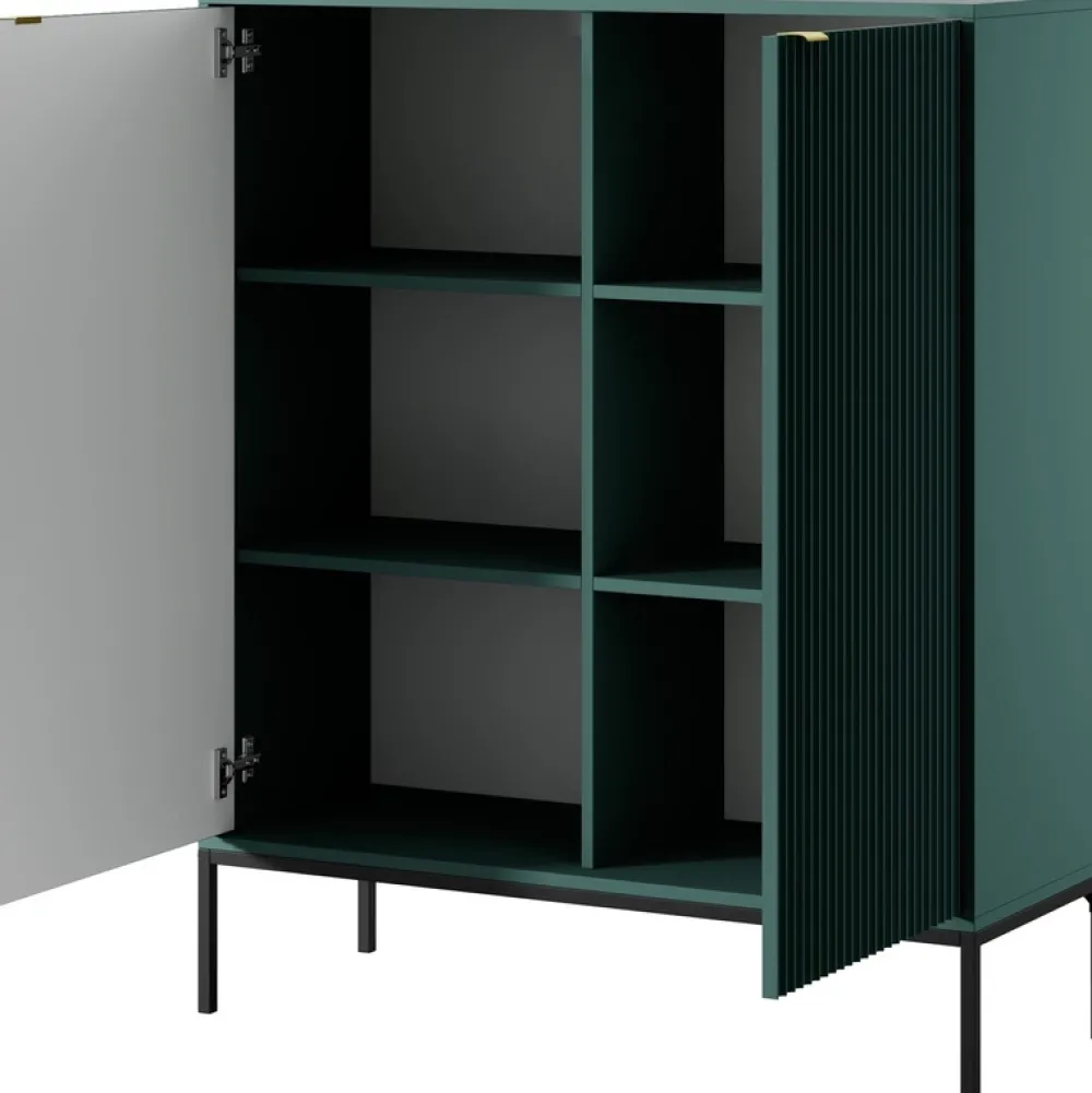 Komody>PIASKI Dwudrzwiowa komoda z ryflowanymi frontami AVANTI półki labrador