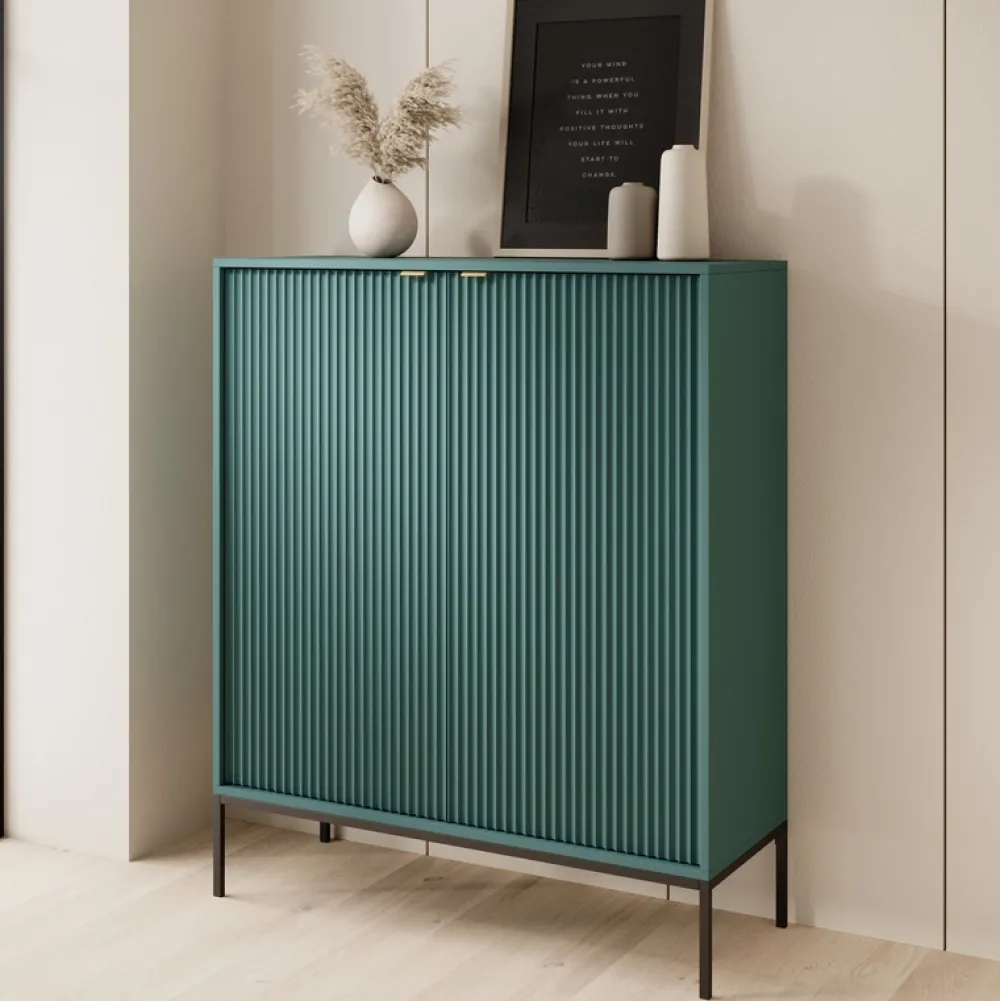 Komody>PIASKI Dwudrzwiowa komoda z ryflowanymi frontami AVANTI półki labrador