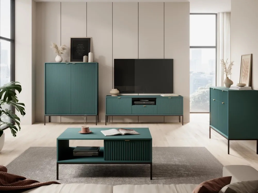 Komody>PIASKI Dwudrzwiowa komoda z ryflowanymi frontami AVANTI półki labrador