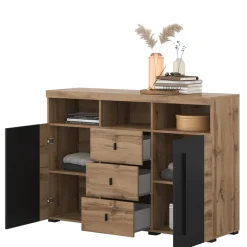 Zestawy Mebli Do Salonu|Komody>Helvetia Dwudrzwiowa komoda z szufladami 132 cm nowoczesna do salonu ROGER