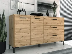 Komody|Zestawy Mebli Do Salonu>ML Meble Dwudrzwiowa komoda z szufladami 160 cm NEVIO dąb artisan