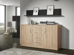 Komody>Stolar Dwudrzwiowa komoda z szufladami 140 cm GORDON