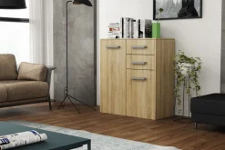 Komody>Meblohand Dwudrzwiowa komoda z szufladami 75 cm SAVONA dąb sonoma