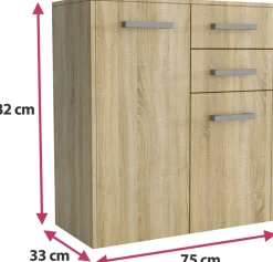 Komody></noscript>Meblohand Dwudrzwiowa komoda z szufladami 75 cm SAVONA dąb sonoma