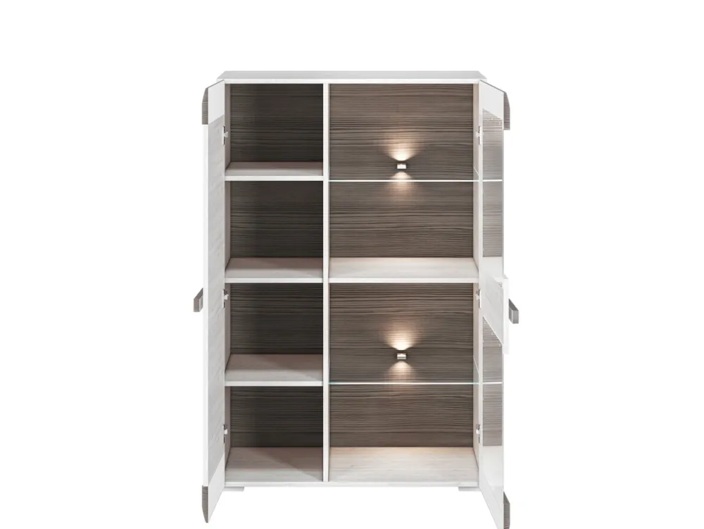 Komody|Zestawy Mebli Do Salonu>ML Meble Dwudrzwiowa komoda z witryną 92 cm BLANCO sosna śnieżna