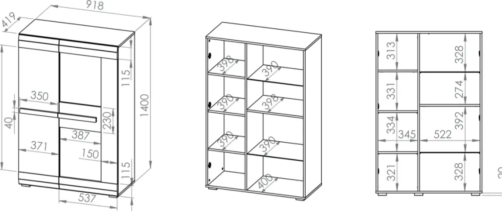 Komody|Zestawy Mebli Do Salonu>ML Meble Dwudrzwiowa komoda z witryną 92 cm BLANCO sosna śnieżna