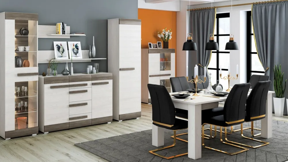 Komody|Zestawy Mebli Do Salonu>ML Meble Dwudrzwiowa komoda z witryną 92 cm BLANCO sosna śnieżna