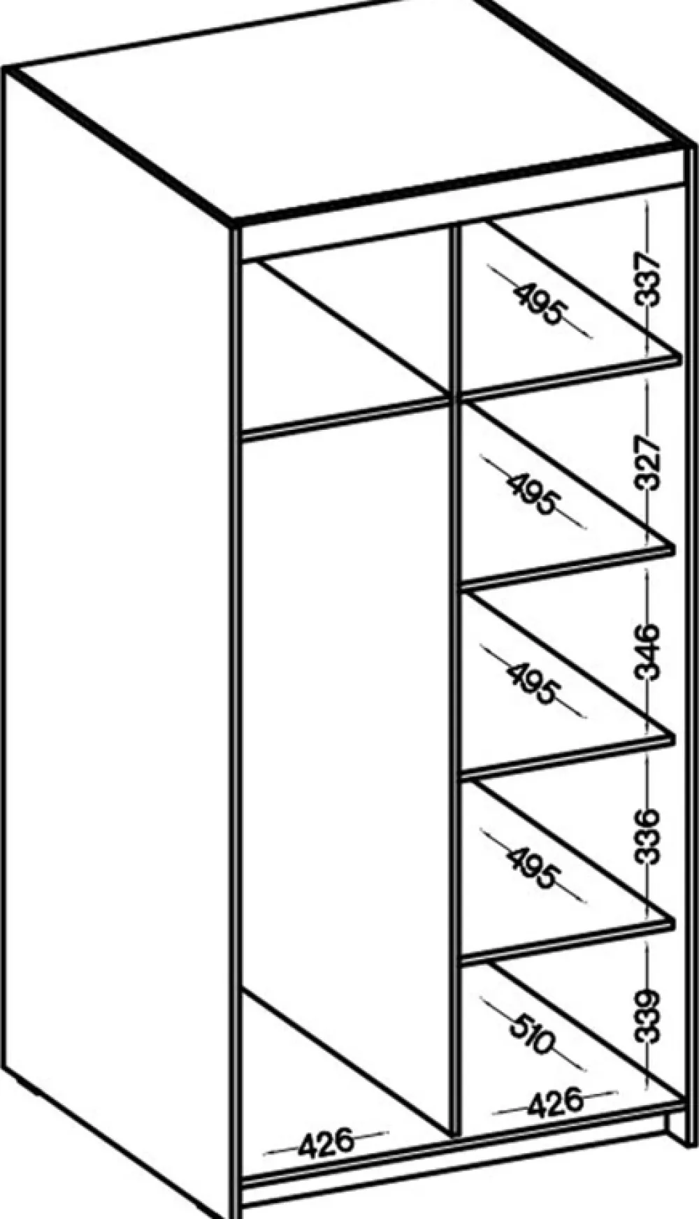 Zestawy Mebli Do Przedpokoju|Szafy Modułowe>Lempert Dwudrzwiowa modułowa szafa z lustrem i półkami 90 cm KUBA dąb sonoma