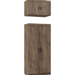 Garderoby|Meble Młodzieżowe>Lempert Dwudrzwiowa modułowa szafa z nadstawką KUBA dąb lefkas