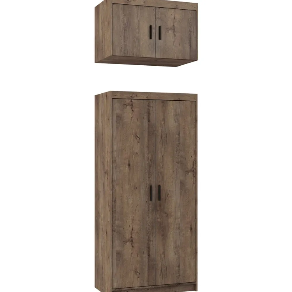 Garderoby|Meble Młodzieżowe>Lempert Dwudrzwiowa modułowa szafa z nadstawką KUBA dąb lefkas