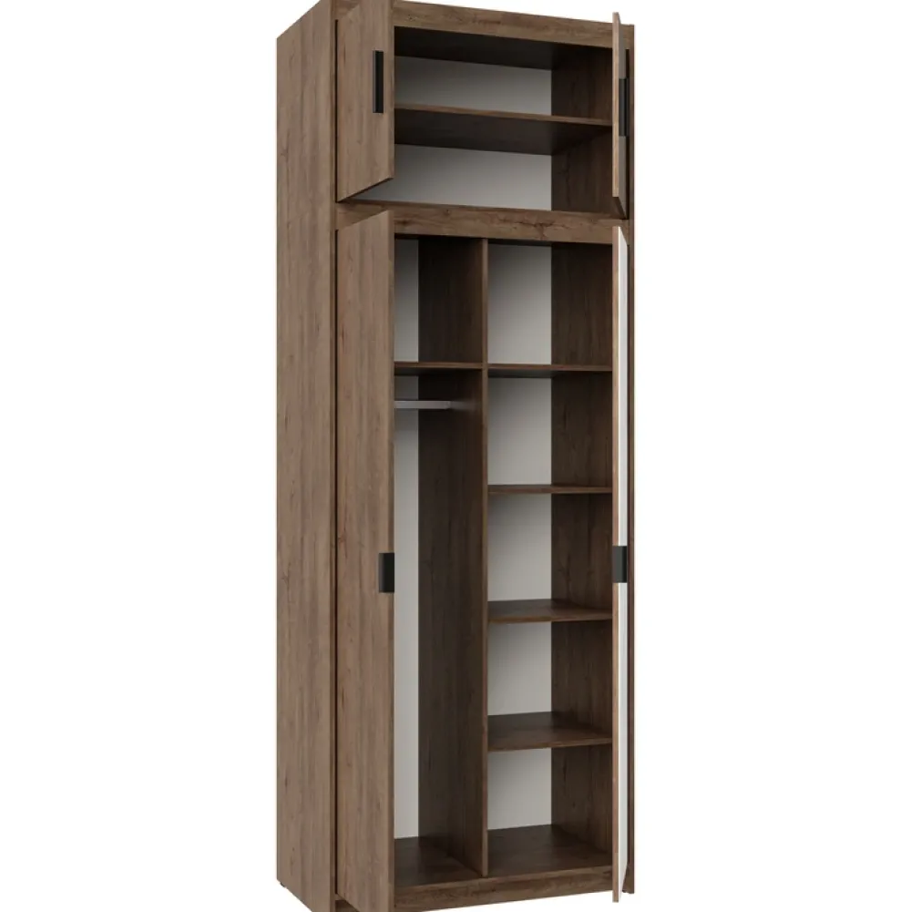 Garderoby|Meble Młodzieżowe>Lempert Dwudrzwiowa modułowa szafa z nadstawką KUBA dąb lefkas