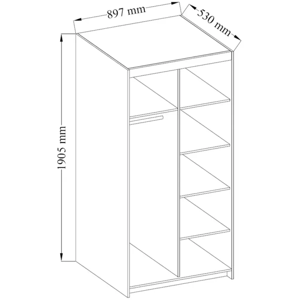 Garderoby|Meble Młodzieżowe>Lempert Dwudrzwiowa modułowa szafa z nadstawką KUBA dąb lefkas