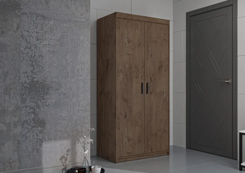 Garderoby|Meble Młodzieżowe>Lempert Dwudrzwiowa modułowa szafa z nadstawką KUBA dąb lefkas
