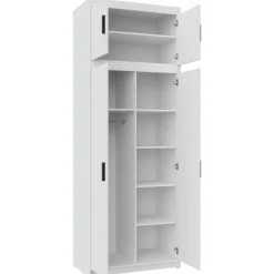 Garderoby|Meble Młodzieżowe>Lempert Dwudrzwiowa modułowa szafa z nadstawką biała KUBA biały