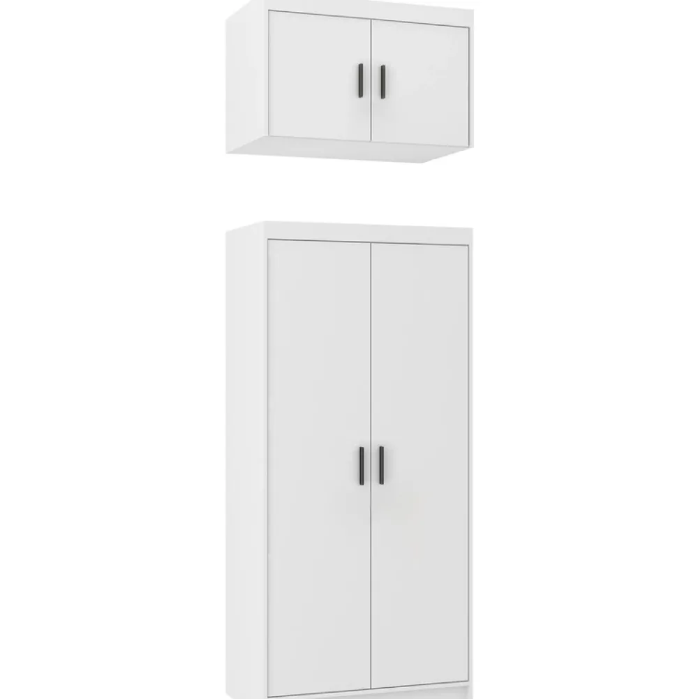 Zestawy Mebli Do Przedpokoju|Szafy Modułowe>Lempert Dwudrzwiowa modułowa szafa z nadstawką biała KUBA biały