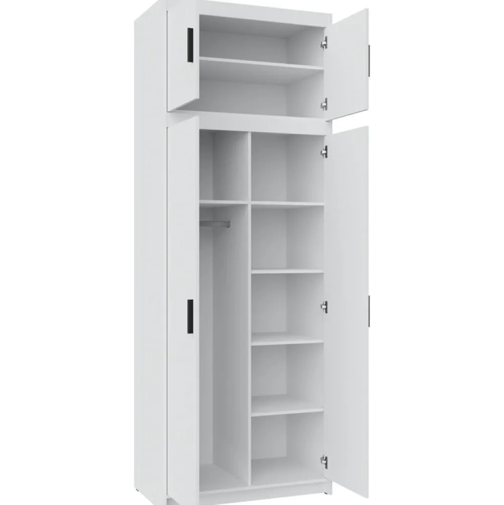 Zestawy Mebli Do Przedpokoju|Szafy Modułowe>Lempert Dwudrzwiowa modułowa szafa z nadstawką biała KUBA biały