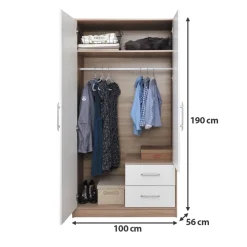 Garderoby|Meble Dla Dzieci></noscript>MEBLAR Dwudrzwiowa nowoczesna szafa z szufladami 100 cm SEVAS