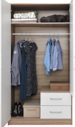 Zestawy Mebli Do Przedpokoju|Szafy Modułowe>MEBLAR Dwudrzwiowa szafa 100 cm z lustrem i szufladami SEVAS dąb artisan