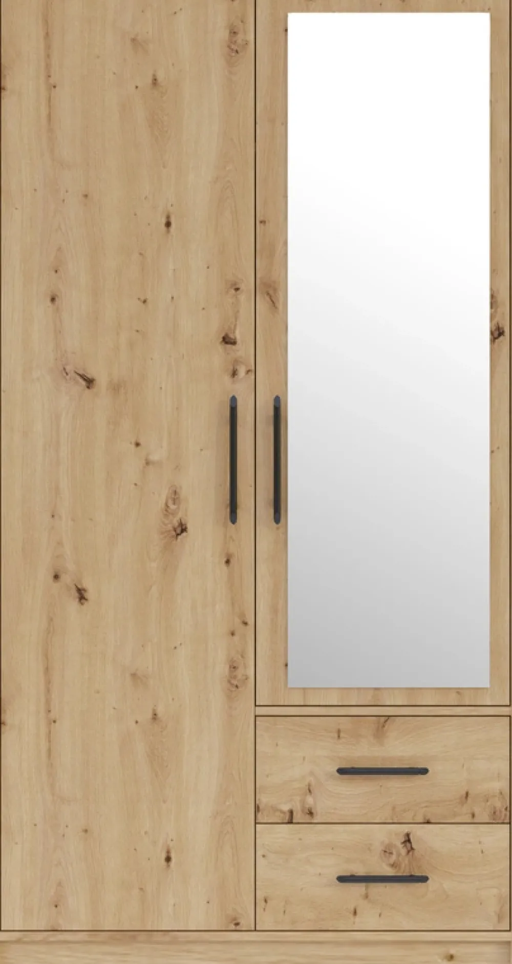 Garderoby|Meble Dla Dzieci>MEBLAR Dwudrzwiowa szafa 100 cm z lustrem i szufladami SEVAS dąb artisan