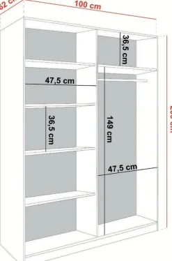Szafy Przesuwne|Zestawy Mebli Do Przedpokoju></noscript>KIER Dwudrzwiowa szafa 100 cm z lustrem do sypialni TARO jesion ciemny dąb jesion ciemny