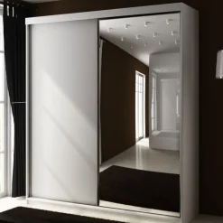 Szafy Z Lustrem|Zestawy Mebli Do Przedpokoju>KIER Dwudrzwiowa szafa 150 cm z lustrem do przedpokoju TARO biały