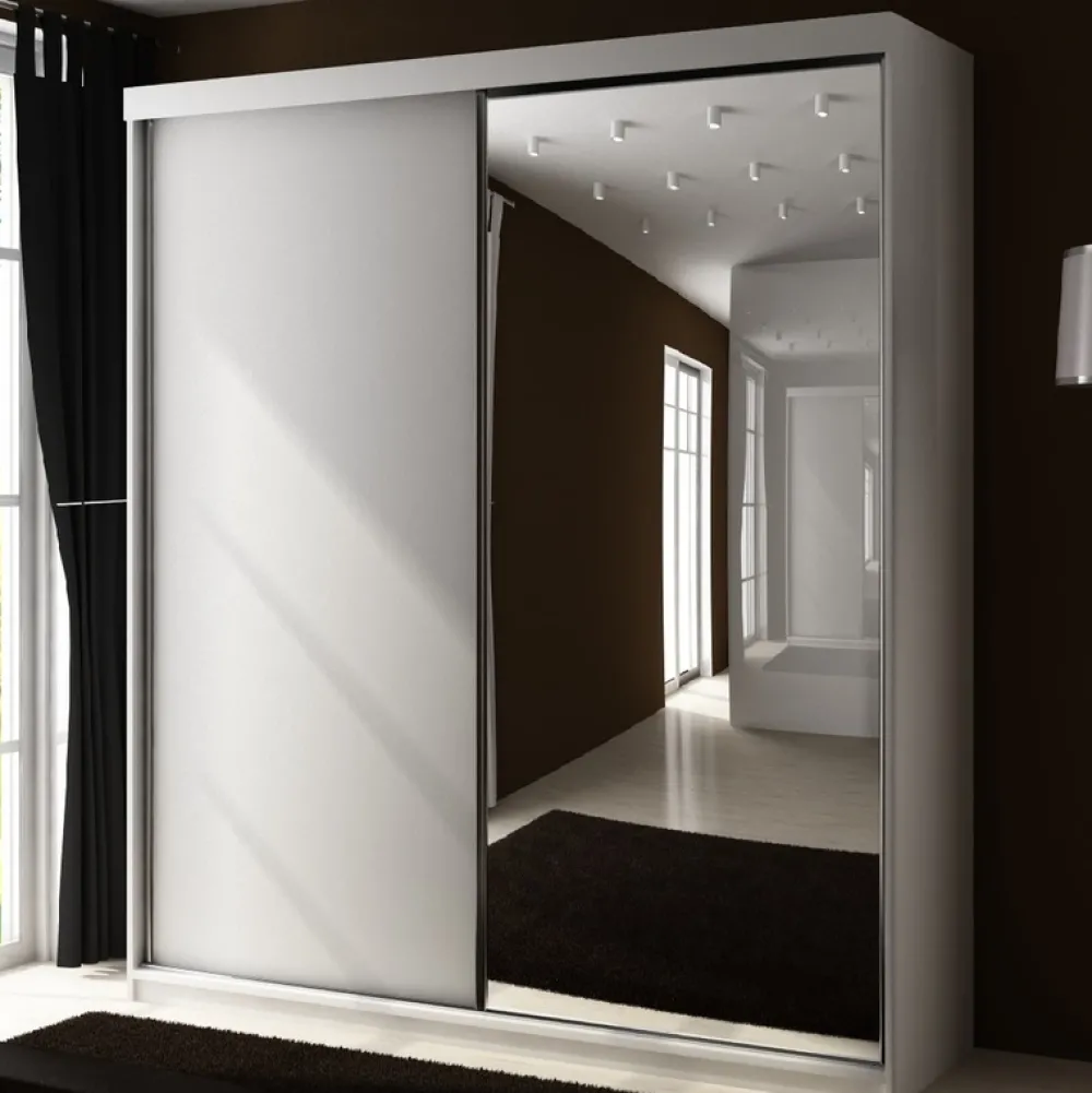 Szafy Z Lustrem|Zestawy Mebli Do Przedpokoju>KIER Dwudrzwiowa szafa 150 cm z lustrem do przedpokoju TARO biały