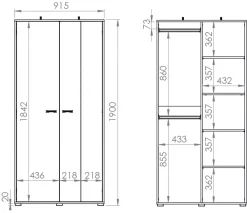 Meble Młodzieżowe|Zestawy Mebli Młodzieżowych></noscript>ML Meble Dwudrzwiowa szafa do pokoju młodzieżowego COLT