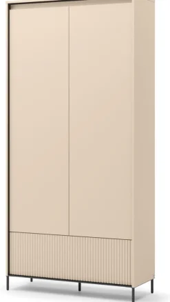 Garderoby|Meble Młodzieżowe>lenart. Dwudrzwiowa szafa do przedpokoju garderoby beżowa z oświetleniem TREND