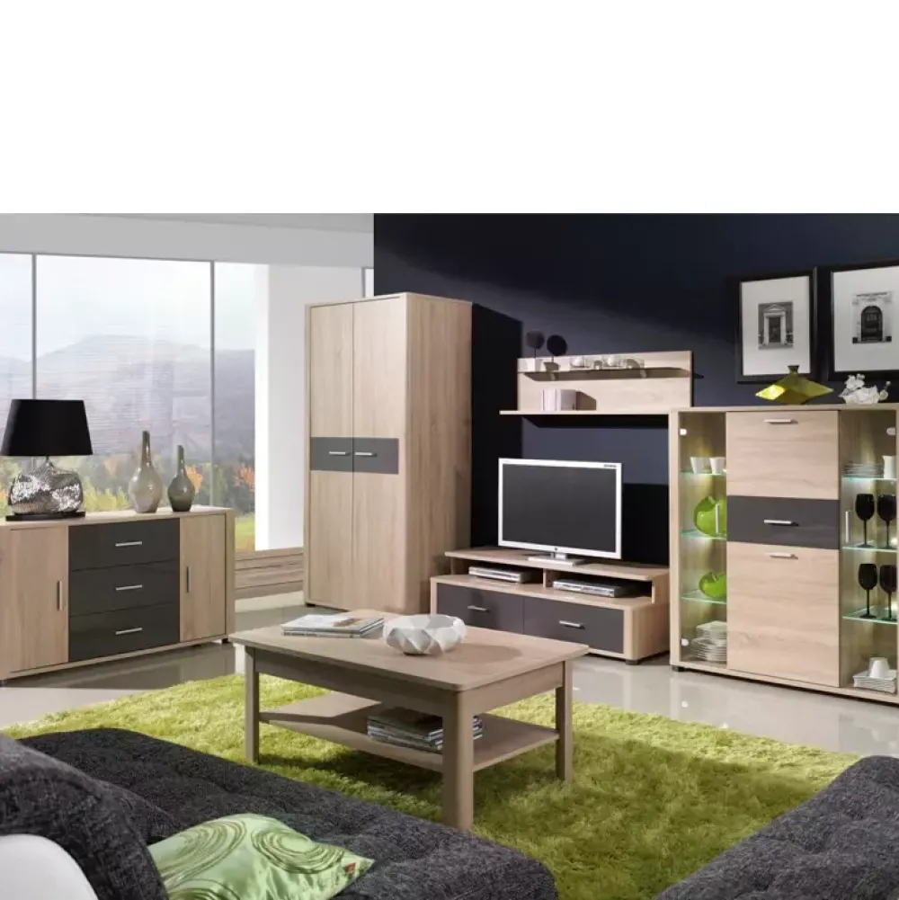 Zestawy Mebli Do Salonu|Szafy Dwudrzwiowe>JUREK Dwudrzwiowa szafa do salonu dąb sonoma 90 cm FULL