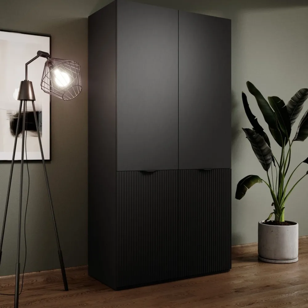 Meble Dla Dzieci|Zestawy Mebli Do Przedpokoju>PIASKI Dwudrzwiowa szafa modułowa z półkami i drążkami 101 cm SIGMA czarny