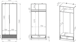 Zestawy Mebli Młodzieżowych|Szafy Dwudrzwiowe></noscript>ML Meble Dwudrzwiowa szafa młodzieżowa 82 cm z drążkiem i szufladą TORINO