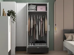 Zestawy Mebli Młodzieżowych|Szafy Dwudrzwiowe></noscript>ML Meble Dwudrzwiowa szafa młodzieżowa 82 cm z drążkiem i szufladą TORINO