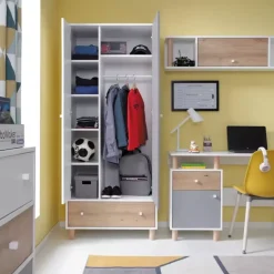 Zestawy Mebli Młodzieżowych|Szafy Dwudrzwiowe>MEBLAR Dwudrzwiowa szafa młodzieżowa z szufladą FRADA