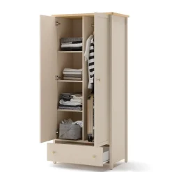 Meble Młodzieżowe|Zestawy Mebli Młodzieżowych>lenart. Dwudrzwiowa szafa młodzieżowa STORY z półkami i szufladą beż piaskowy